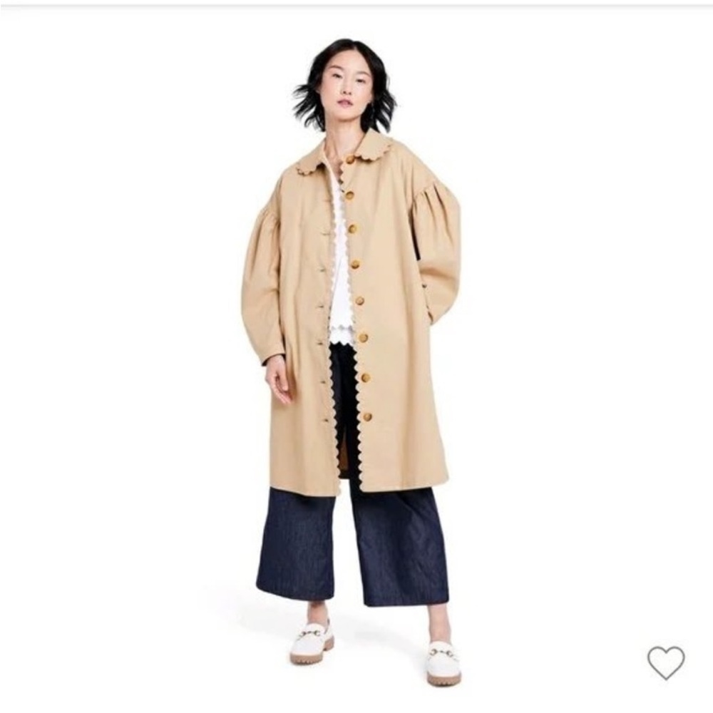 Kika Vargas x Target Beige Scalloped Collar Coat EUC SZ Small
